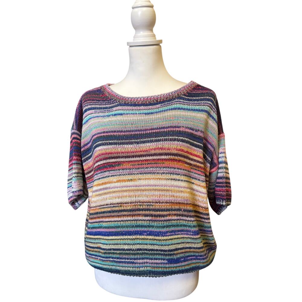 by ANTHROPOLOGIE short sleeve striped sweater womens small